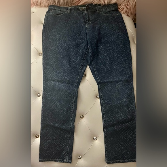 Lauren Ralph Lauren Blue Diamond Print Modern Skinny Medium Wash Size 16 - Picture 2 of 14